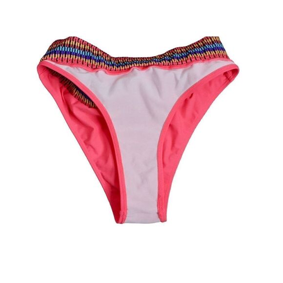 Shein High Waist Coral Orange Tribal Waist Cheeky Swim Bottom MEDIUM Beach - Picture 7 of 9